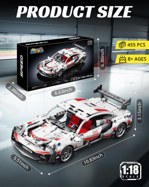 1:18 Sets 455 Nueris Technic Super Sports Cars Model - PCS Black Gold MOC Building Block Car Raceing Engineering Toys