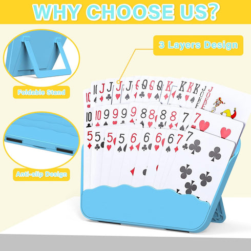 2 Pack Tenyond Card Holders for Playing Cards - Playing Card Holder w/Foldable Stand for Stocking Stuffer, Travel