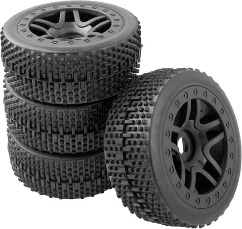 4Pcs ShareGoo OD 4.4'' 1/8 Buggy Tires,17mm Hex Hub Wheel Rims & Rubber Tires Set Compatible with Redcat Teamc Losi HPI Kyosho HSP Hobao Arrma 1/8 RC Off Road Buggy Car (Style 2) by Share Goo