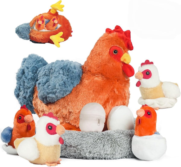 9 in 1 Chicken Stuffed Animal Set, Cute Stuffed Chicken Plush Toy