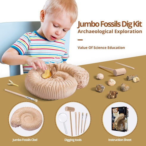 Byncceh Mega Fossil Dig Kit - Excavate 12 Prehistoric Fossils, Educational STEM Science Toys for Kids