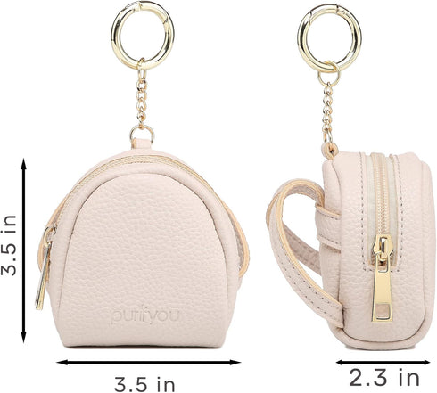 purifyou Premium Leather Pacifier and Nipple Shield Cases - Set of 2 Black & Beige for Diaper Bag & Stroller