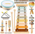 LOOIKOOS Musical Instruments for Toddlers 1-3, Neutral Color Kids Montessori Wooden Percussion Instruments Set