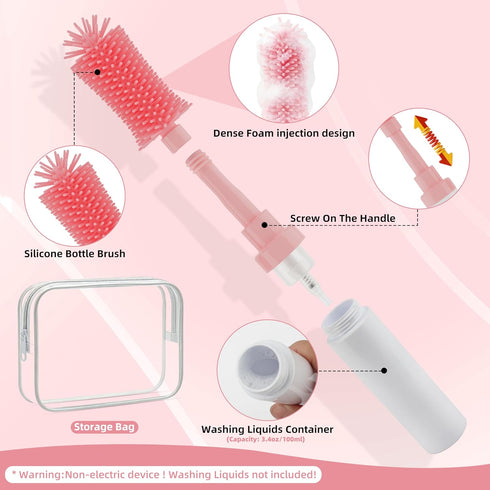 Chuya Baby Bottle Brush Kit -Upgraded Silicone Bottle Cleaning Brush & Nipples Cleaning,Press-Pump Foam Dispenser Brush