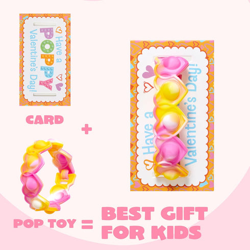 28 JOYIN PCS Valentine's Day Gifts Cards with Heart Pop Fidget Bracelets, Stress Relief Pop Bubble Fidget Toys for Kids