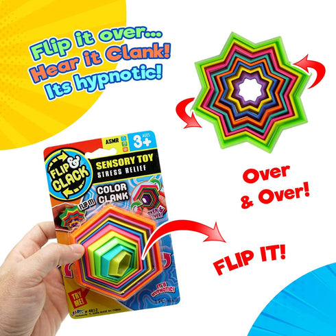 JA-RU Shapes Fidget Toys Flip & Crack - 3 Packs Magic Fidget Rattle Toy for Kids & Toddler, Stress Relief