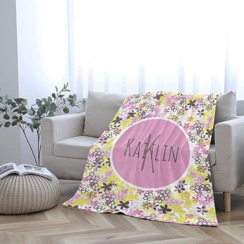 CADE 60x80 Inches Baby Girl Blanket Personalized Name Baby Swaddle Blanket Newborn Custom Baby Blanket Soft Receiving