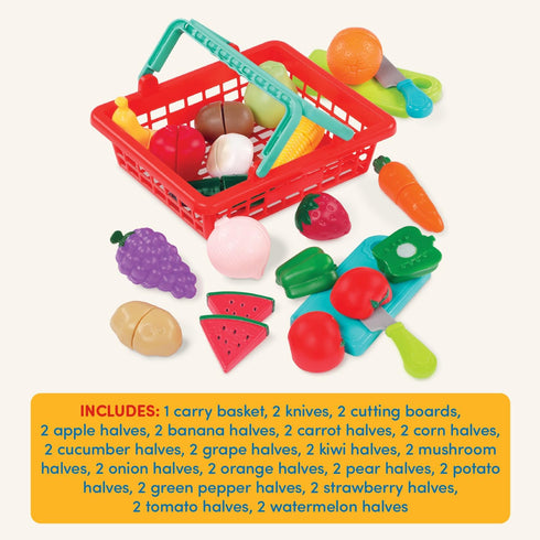 2+ Battat Play Food Toy for Kids Cooking Chef Role Play Toys Pretend Farmers Market Produce Basket Toddler Pretend
