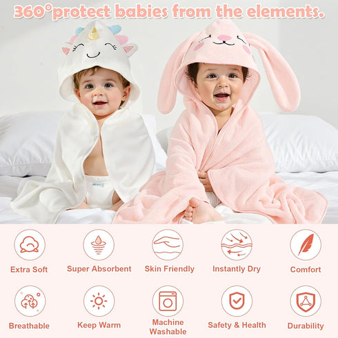 12 4 8 Set, CandyHome PCS Baby Bath Towels for Infants Toddlers, PCS Animal Hooded Baby Towels & PCS Washcloths Ultra