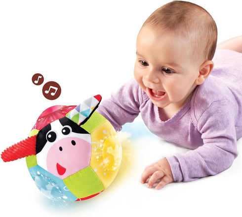 Yookidoo Baby Lights N' Music Friends Ball A Soft Newborn Musical Ball Toy with Flashing Stars and Three Friendly Farm