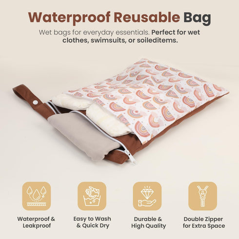 Bluki Diaper Caddy Organizer + Wet Bag - Cotton Rope Diaper Caddy Basket - Diaper Bag Organizing Pouches - Gift