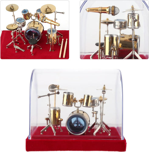 Miniature Drum Set, Kit Miniature Musical Instrument for Desk Display, Mini Ornaments Craft Home Decor (18cm)