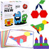 LovesTown 150PCS Wooden Pattern Blocks, Geometric Shapes Tangram Puzzles for Kids with Educational Cards