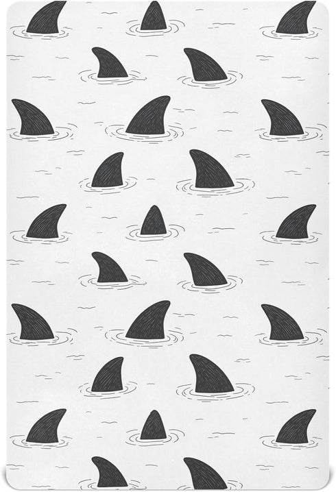 Sheet,52x28IN Pfrewn Crib Sheets for Boys Girls Shark Fin Fitted Crib Sheet Fits Standard Crib Mattress Pads Stretch