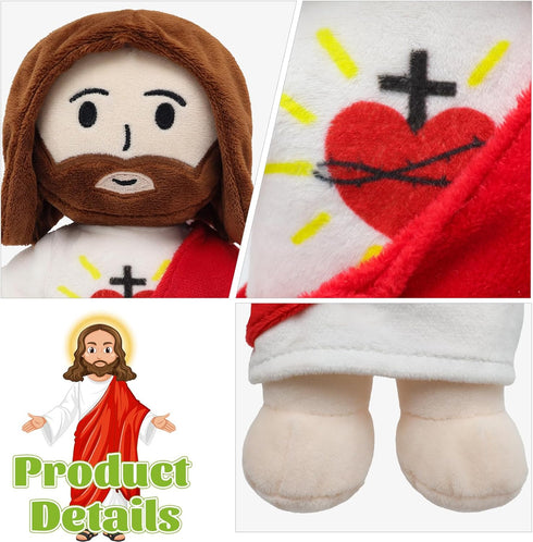 13" Yelakey Jesus Plush Toy Heart of Jesus Plushie Savior Stuffed Doll for Church Sunday School Religious Easter Gift