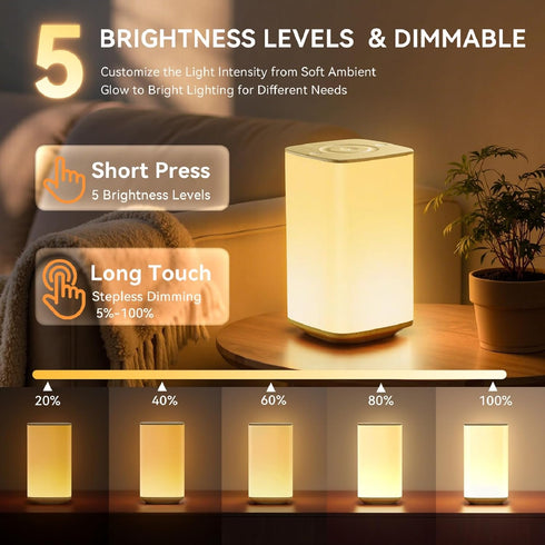 Dimmable 256 4000mAh Auxmir Nursery Night Light for Kids, Touch Night Lamp with RGB Color Changing for Baby Adult
