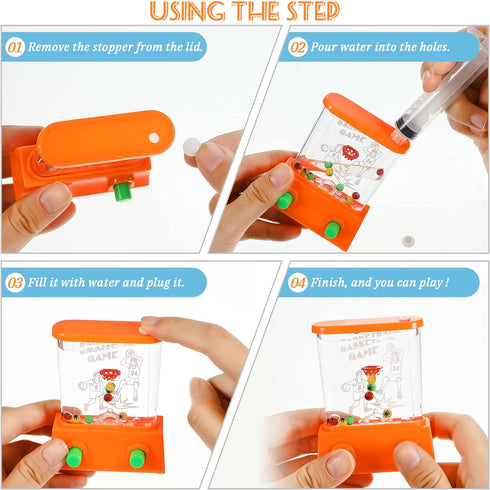 Gejoy 4 Pieces Handheld Water Games, Mini Retro Ring Toss Game for Kids Birthday Party Favor (Classic Style)