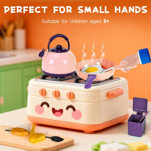 Zero Zoo 60Pcs Set Sets, Kids Mini Play Kitchen Accessories, Pretend Cooking Play with Cookware, Tableware & Fruit
