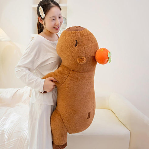 Persimmon 39.4" PEACH CAT Capybara Plush Long Capibara Stuffed Animal Cute Plushies Toys Gifts for Adults Brown
