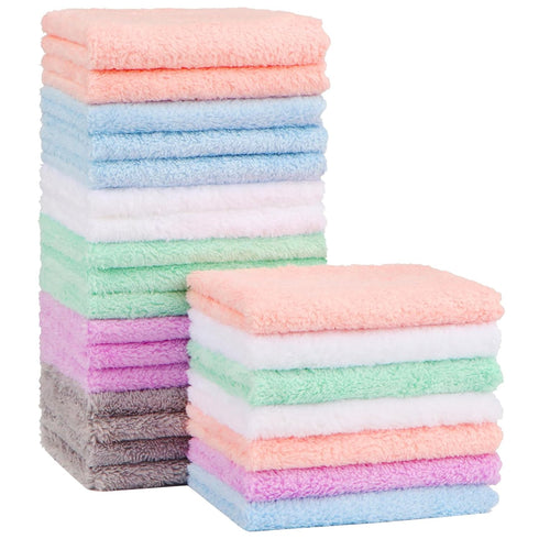 Orighty Baby Washcloths 24-Pack(7''x9''), Microfiber Coral Fleece Baby Towels, Super Soft and