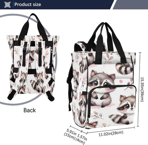 YANENDIE Backpack, Backpack Backpack Kawaii Raccoon Pattern Diaper Bag Unisex Travel Baby Diaper Bags with Stroller