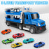 DOWELLIN 6 1 6Pcs 3 4 5 6 7 8-Blue in Transport Truck Toys for Kids, Police Trucks Carrier Cars with Metal Race Car