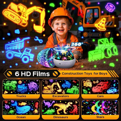 3-515 6 [31 PIKOY Excavator Toys for Boys Sounds & FilmsKids Construction Toys Truck Night Light Kids Colors & Remote