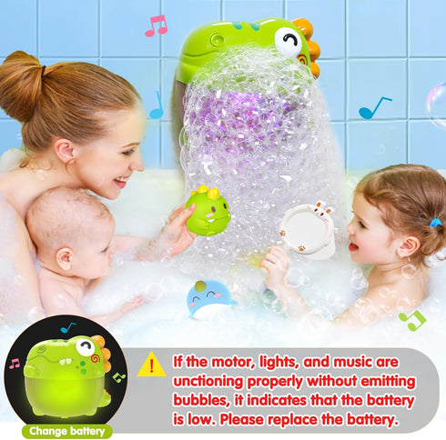 3-5 4-8 Summer Light Up Dinosaur Bath Toys with Music, Bath Bubble Machine Toy for Kids Age Toddler Toys Bubble Maker