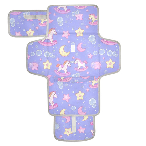 SyXIOP Cute Cartoon Rocking Horse Star Purple Peach Reusable Changing Table pad with
