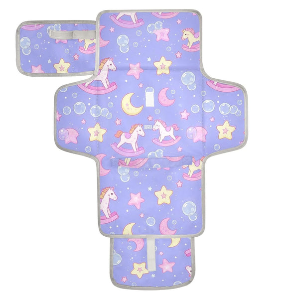 SyXIOP Cute Cartoon Rocking Horse Star Purple Peach Reusable Changing Table pad with