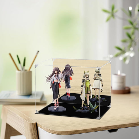 Acrylic Display Case for Collectibles, Clear Box with Mirrored Back for Action Figures, Lego Model, Doll Toys Display