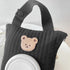 Floral Quilted Wipe Holder - Portable Baby Wipe Pouch for Travel (Black, Bear)