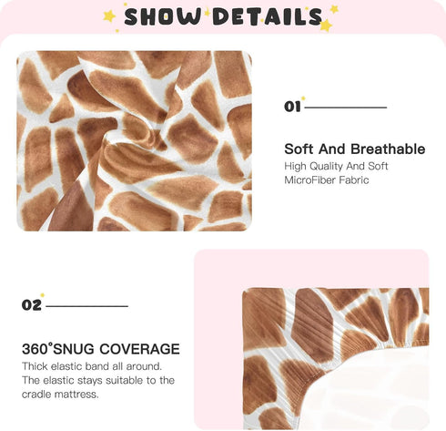 CHUROUSY 28x52 Inch Giraffe Print Crib Sheets for Boys Girl Giraffe Spots Zoo Safari Brown Animal Fitted Mattress Cover
