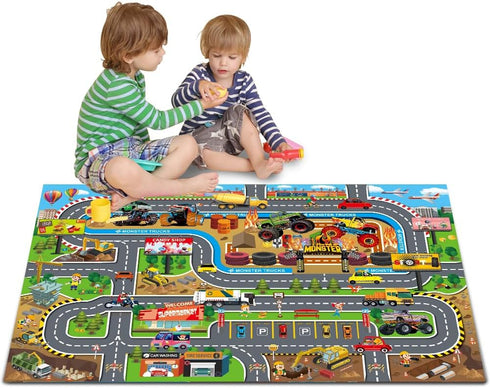 Oriate Kids Toy Dream Mat - Multi Color Monster Truck Activity Playmat, Ideal Educational Floor Mats for Children