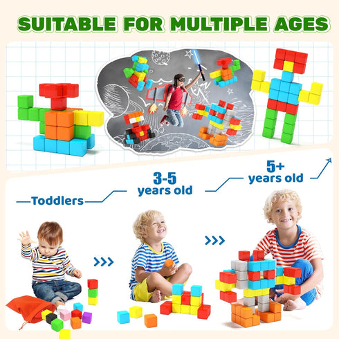 40pcs Magnetic Blocks for Toddler Toys, Large Building Blocks for Classroom, STEM Montessori Magnet Toys for Ages 3-6