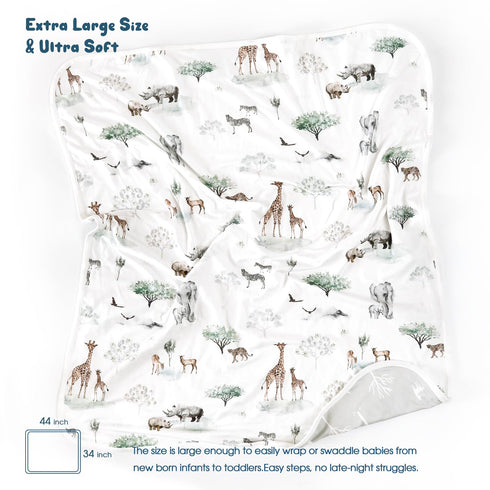 GRSSDER Baby Blankets Super Soft Stretchy Jersey Knit Swaddle Blanket for Baby Girls and Boys, Double Layer Reversible Receiving Blankets 34 x 44, Extra Large for Swaddling by GRSSDER