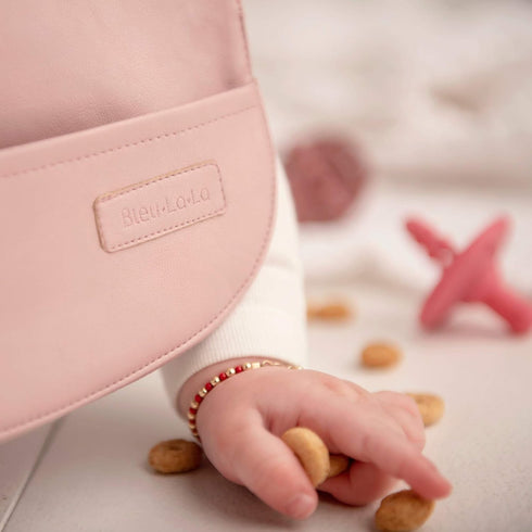 Set of 3 Vegan Leather Soft Silicone Free Baby Bibs with Pocket for Feeding, Drooling, and Easy Clean
