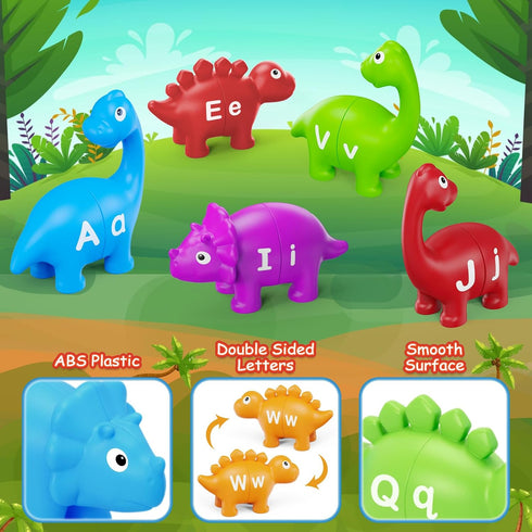 Kasfalci Alphabet Learning Toys, Dinosaur Toys for Kids, ABC Learning for Toddlers, Matching Letter Game,Color