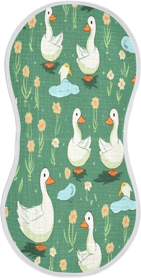 Bulletgxll Cartoon Ducks Unisex Baby Burp Cloths Set of 4, Soft Absorbent Organic