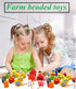 Lacing Farm Toy Wooden Block Set, Early Educational String & Lacing Beads Games for Toddlers Learning Play