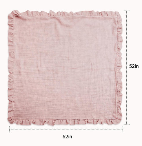 52 52 Inches, Muslin Ruffled Baby Blanket, Extra Large x Soft Breathable Cotton Crib Blanket for Newborn Infant Toddler