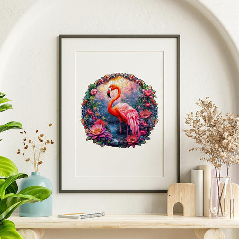 Wooden Puzzles for Adults, Flamingo Wooden Jigsaw Puzzles, Unique Animal Shape Wood Cut Puzzles for Puzzle Lovers