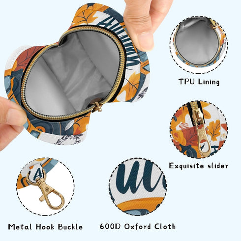 YETTASBIN Autumn Pumpkin Portable Pacifier Holder Case with Metal Hook Buckle & Zipper for Diaper Bag and Stroller