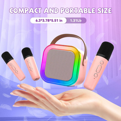 CscyyAmz 3 4 5 6 7 8 9 10 11+ Upgraded Mini Karaoke Machine with Wireless Microphones for Kids Girls Boys - Karaoke