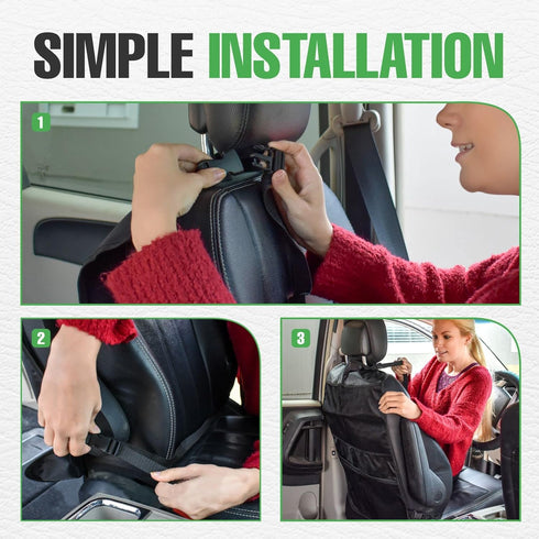 4 2 Pack lebogner Back Seat Cover for Kids + Pocket Storage Organizer, X-Large Waterproof Kick Mats Backseat Protector