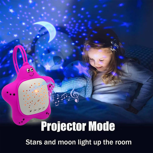 Portable Baby White Noise Sound Machine, Infant Sleeping Music with Projector Star Starry Light, Sleep Sound Music