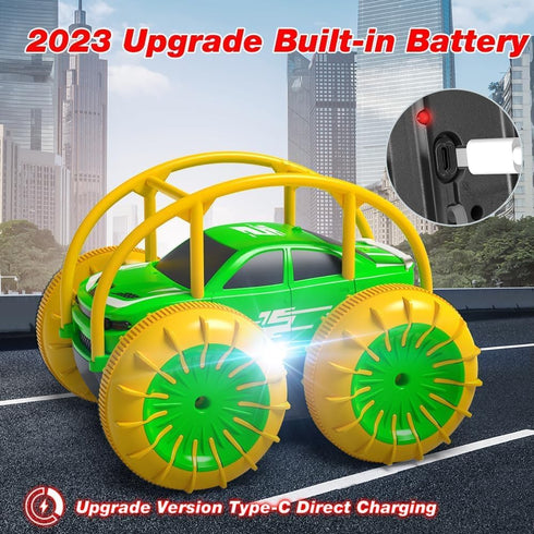 360 15KM/H 4WD 3-12 MaxTronic Amphibious Remote Control Car,Rechargeable RC Cars Toy Flips Rotation Stunt Crawler All