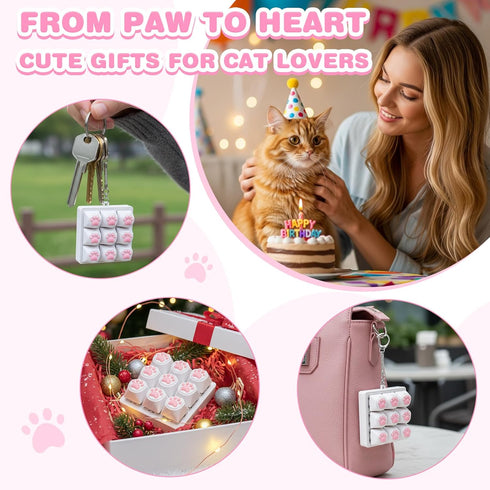 Netholid Cat Paw Keyboard Fidget Toys for Adults Clicky Keycap Clicker Keychain for Autism ASMR Work Stress Relief ADHD