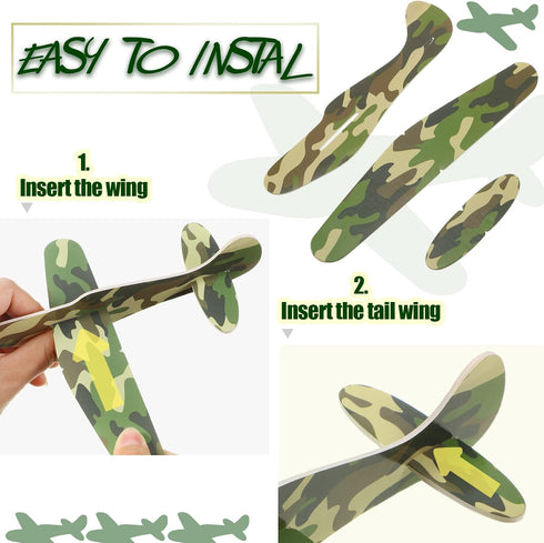 30 Set, Jerify Pcs Parachute Toys and Camouflage Foam Airplanes Parachute Army Men Toys for Kids Army Hand Throwing