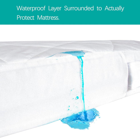 6 Zippered Crib Mattress Protector - Waterproof Crib Mattress Encasement, Breathable and Absorbent, Sides Fully Encased